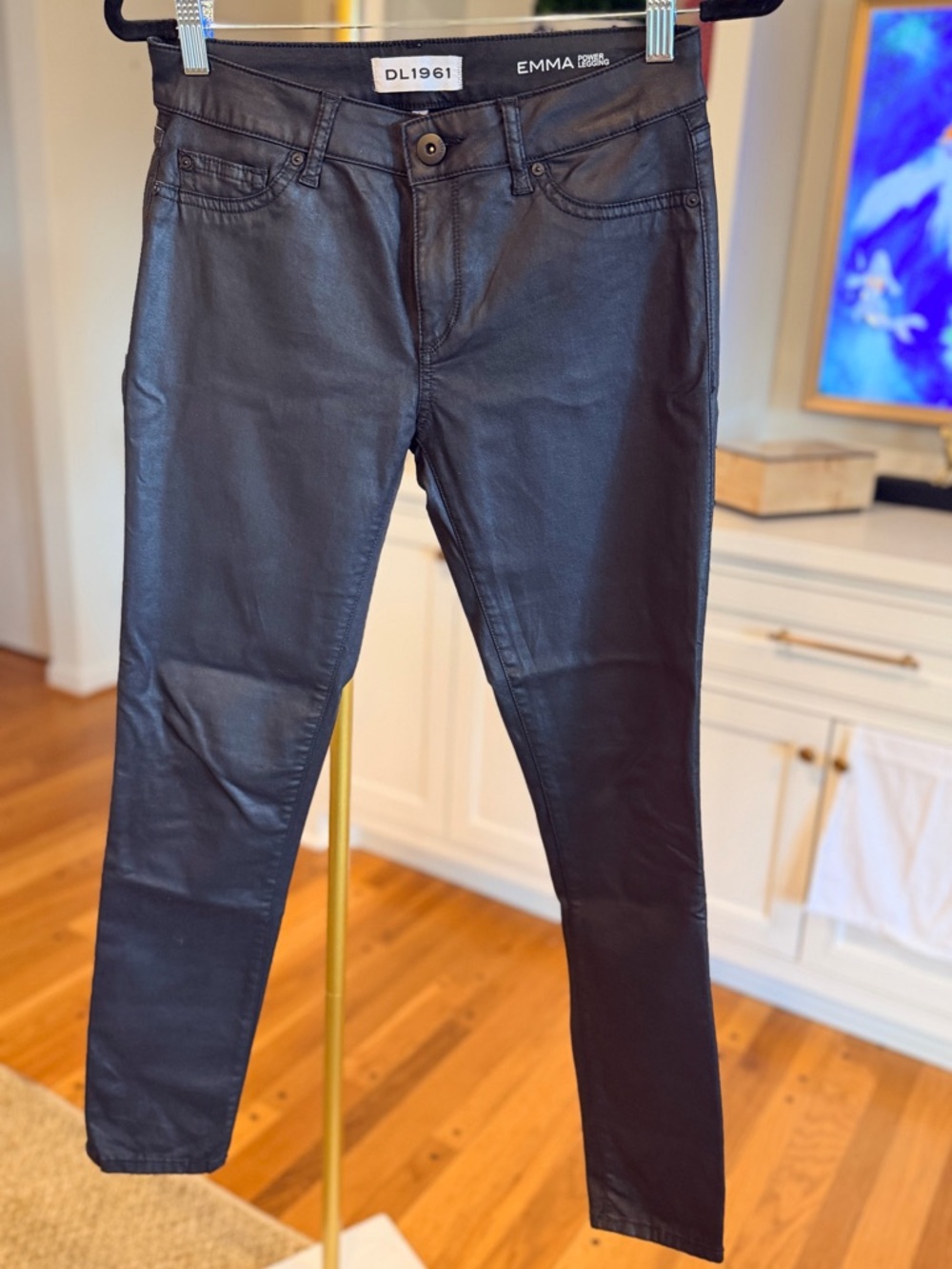 DL1961 Emma Power Coated Legging Jeans in Black Size 28 NWOT